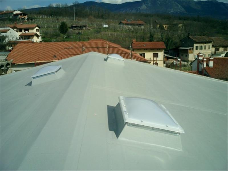 Square rooflight domes on roof upstands