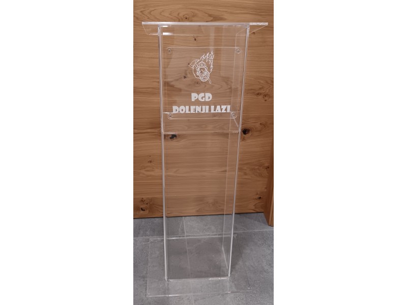 Transparent acrylic lectern with engraved presentation plate