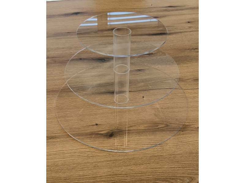 Transparent three-tier acrylic cake stand