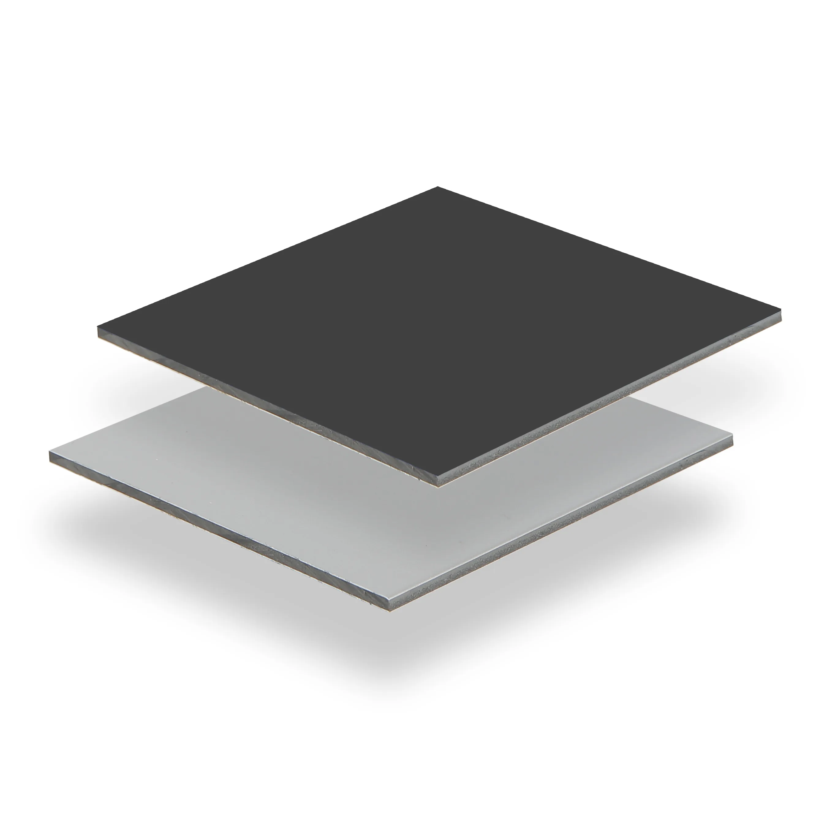 Aluminium-Verbundplatten mit anthrazit- und silberfarbener Oberfläche