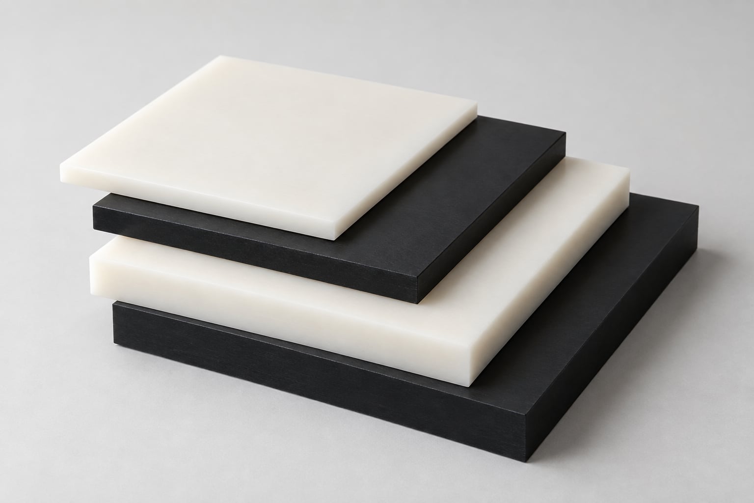 White and black engineering plastic sheets — illustrative image